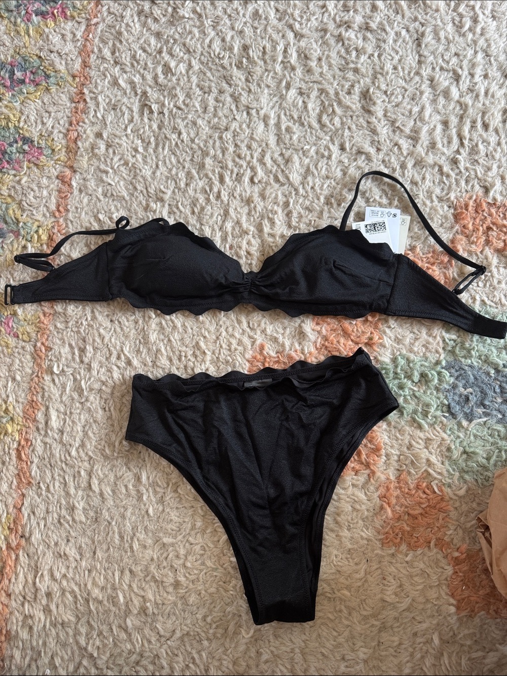 H&M Black Scalloped Trim Two-Piece Bikini